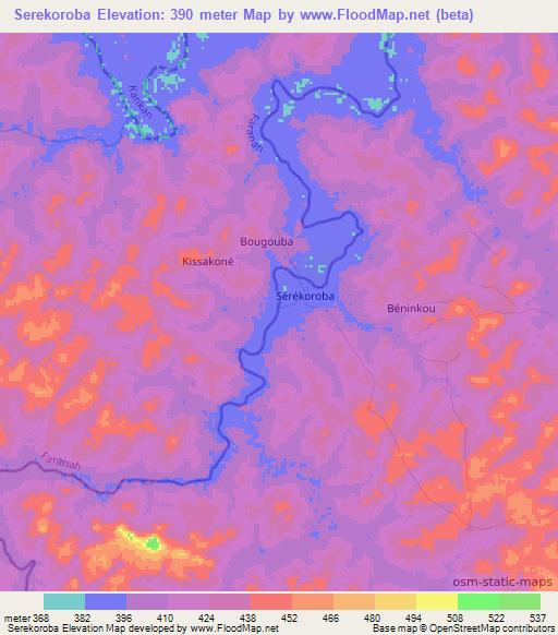 Serekoroba,Guinea Elevation Map