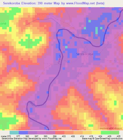 Serekoroba,Guinea Elevation Map