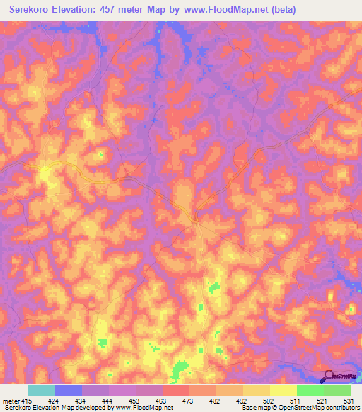 Serekoro,Guinea Elevation Map