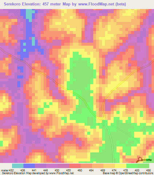 Serekoro,Guinea Elevation Map