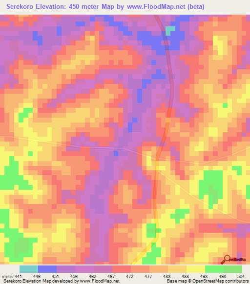 Serekoro,Guinea Elevation Map