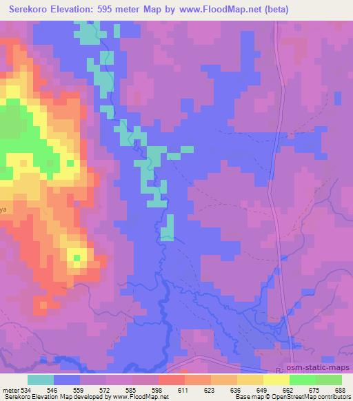 Serekoro,Guinea Elevation Map