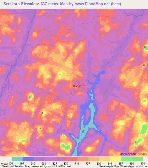 Serekoro,Guinea Elevation Map