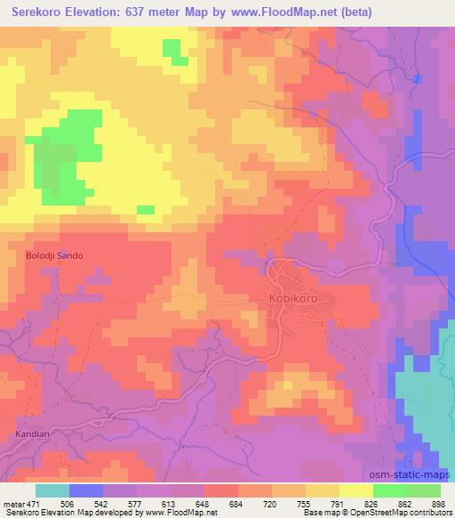 Serekoro,Guinea Elevation Map