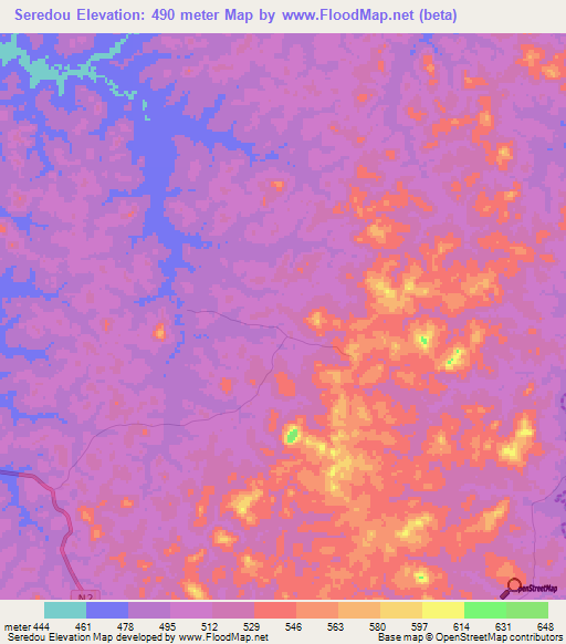 Seredou,Guinea Elevation Map