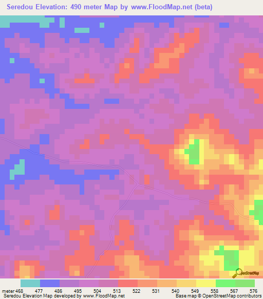 Seredou,Guinea Elevation Map