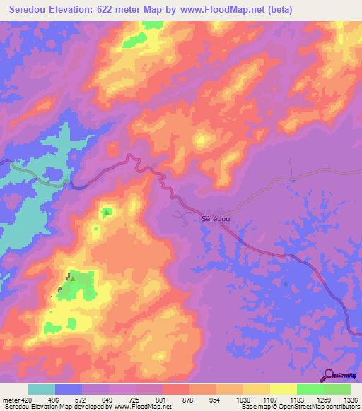 Seredou,Guinea Elevation Map