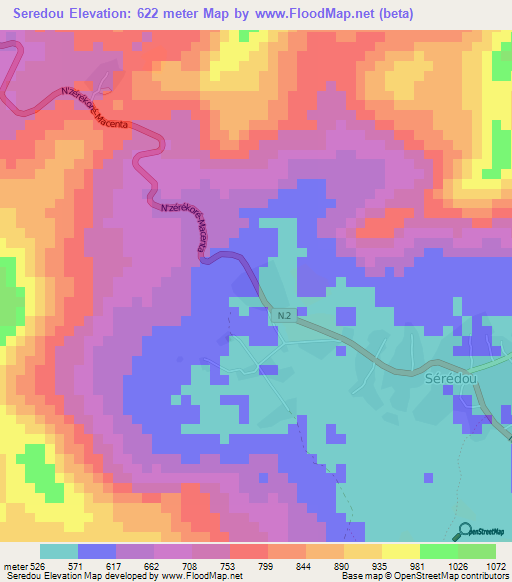 Seredou,Guinea Elevation Map