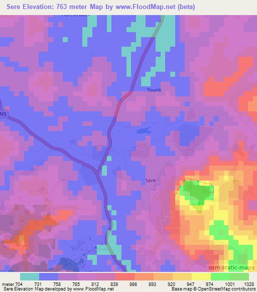Sere,Guinea Elevation Map