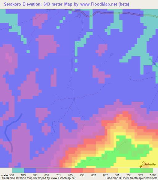 Serakoro,Guinea Elevation Map