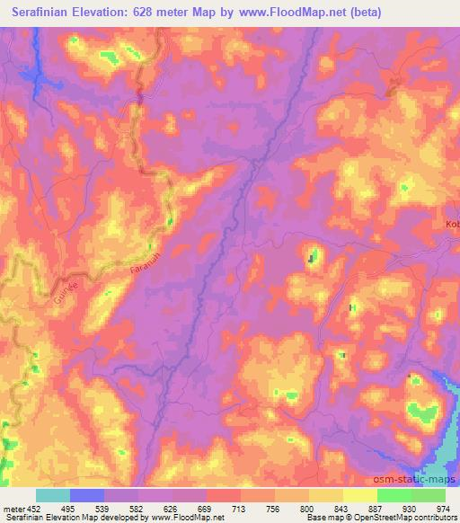 Serafinian,Guinea Elevation Map