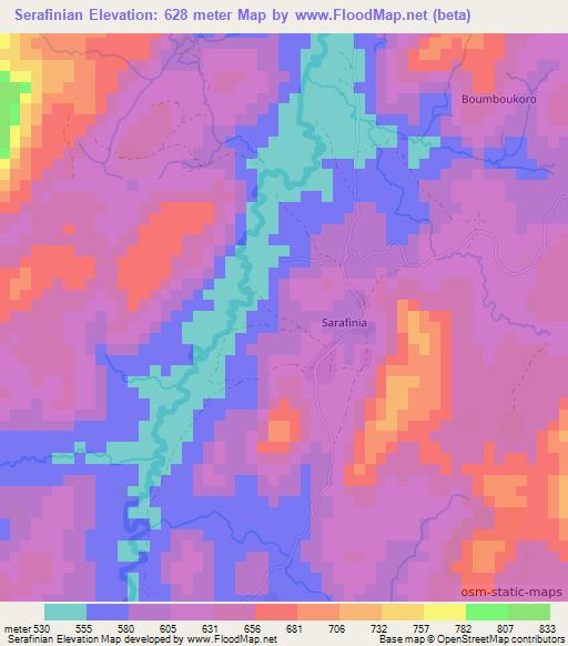 Serafinian,Guinea Elevation Map
