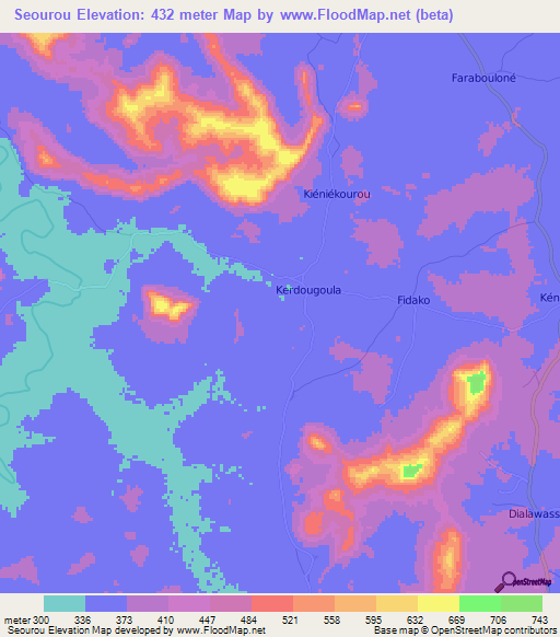 Seourou,Guinea Elevation Map