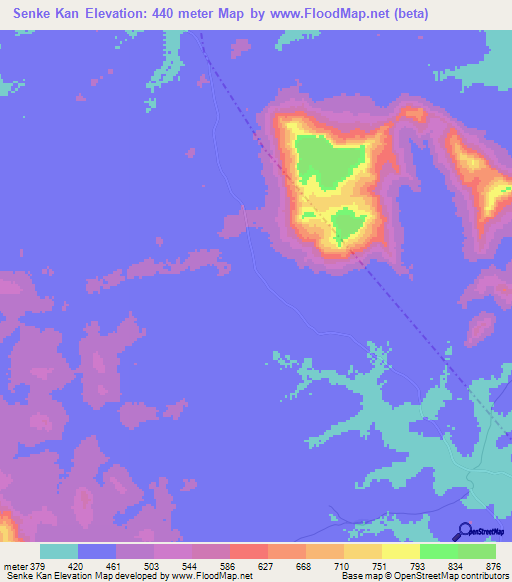 Senke Kan,Guinea Elevation Map