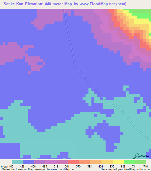 Senke Kan,Guinea Elevation Map