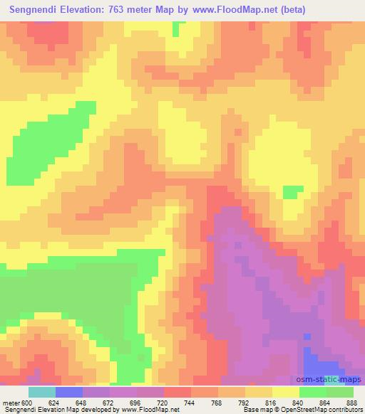 Sengnendi,Guinea Elevation Map