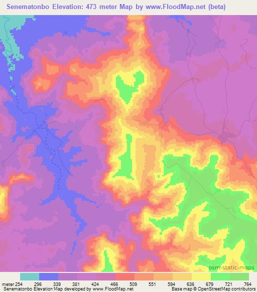 Senematonbo,Guinea Elevation Map