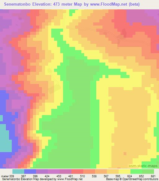 Senematonbo,Guinea Elevation Map