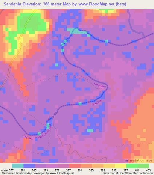 Sendenia,Guinea Elevation Map