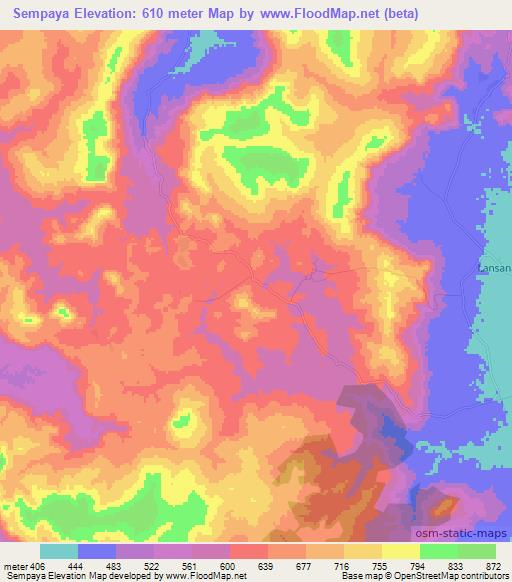 Sempaya,Guinea Elevation Map