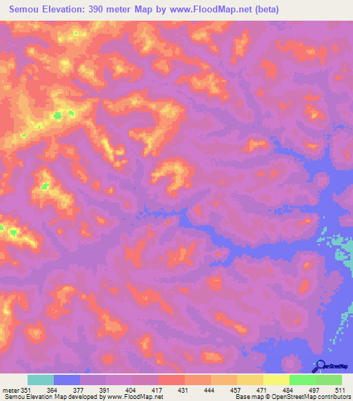 Semou,Guinea Elevation Map