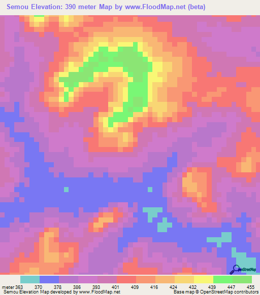 Semou,Guinea Elevation Map