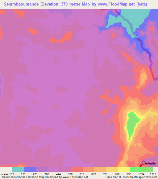 Semmbaoumande,Guinea Elevation Map