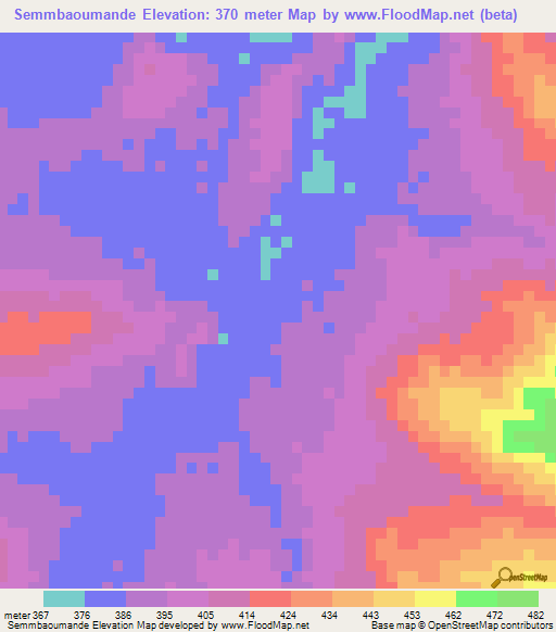 Semmbaoumande,Guinea Elevation Map