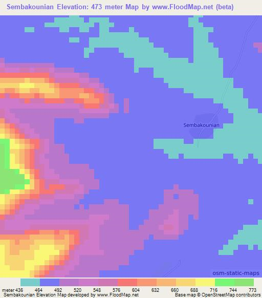 Sembakounian,Guinea Elevation Map