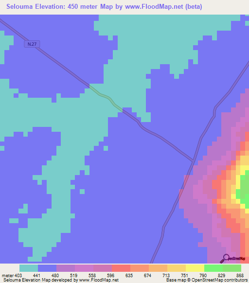 Selouma,Guinea Elevation Map