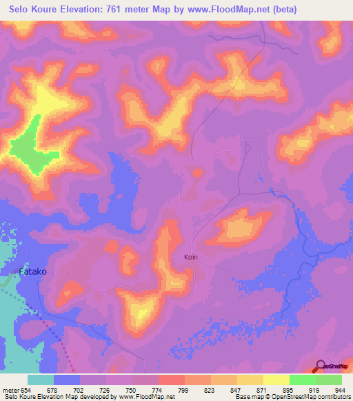 Selo Koure,Guinea Elevation Map