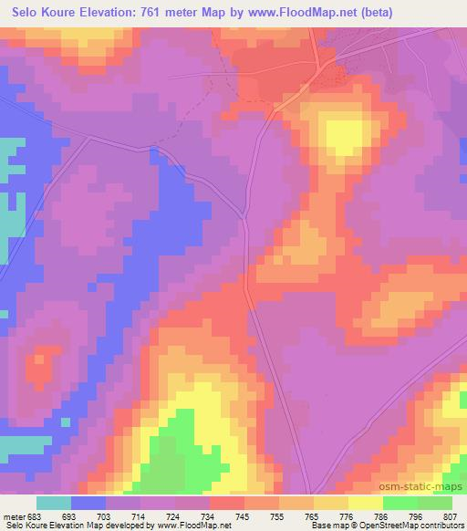 Selo Koure,Guinea Elevation Map