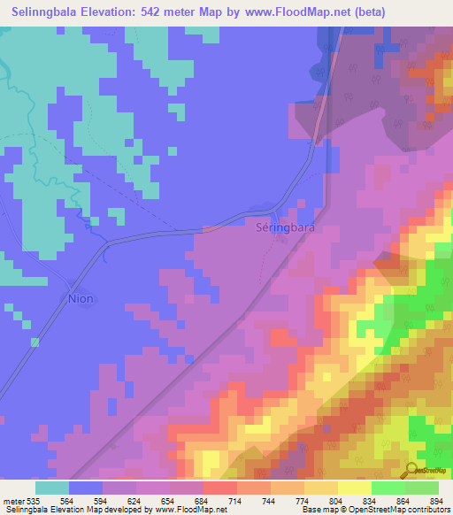 Selinngbala,Guinea Elevation Map