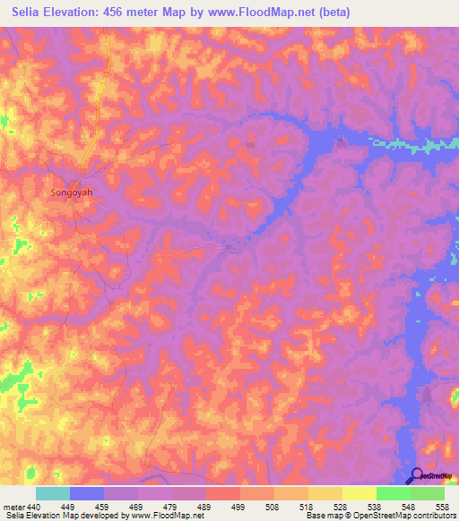 Selia,Guinea Elevation Map