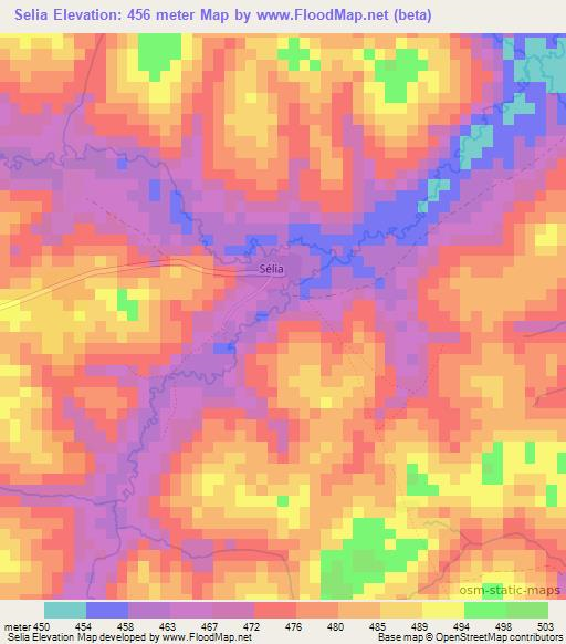 Selia,Guinea Elevation Map