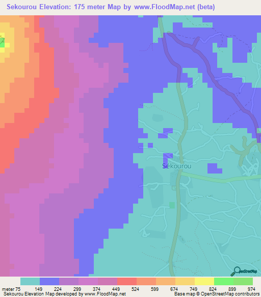 Sekourou,Guinea Elevation Map