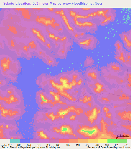 Sekoto,Guinea Elevation Map