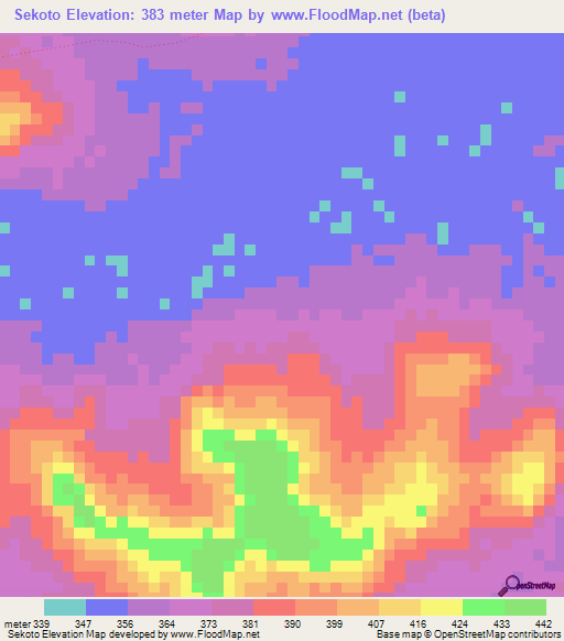 Sekoto,Guinea Elevation Map