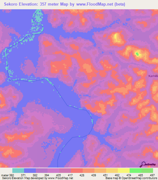 Sekoro,Guinea Elevation Map