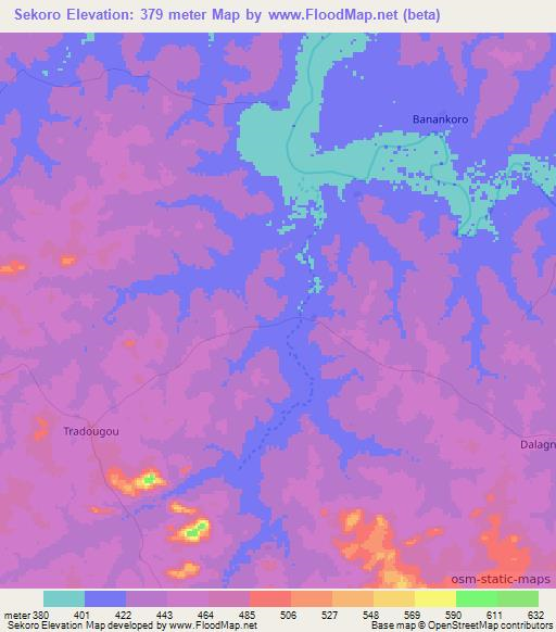 Sekoro,Guinea Elevation Map