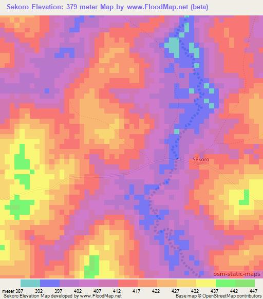 Sekoro,Guinea Elevation Map