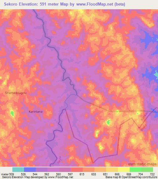 Sekoro,Guinea Elevation Map