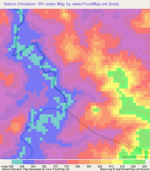 Sekoro,Guinea Elevation Map