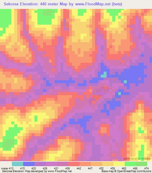 Sekorea,Guinea Elevation Map