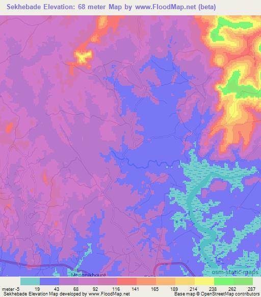 Sekhebade,Guinea Elevation Map