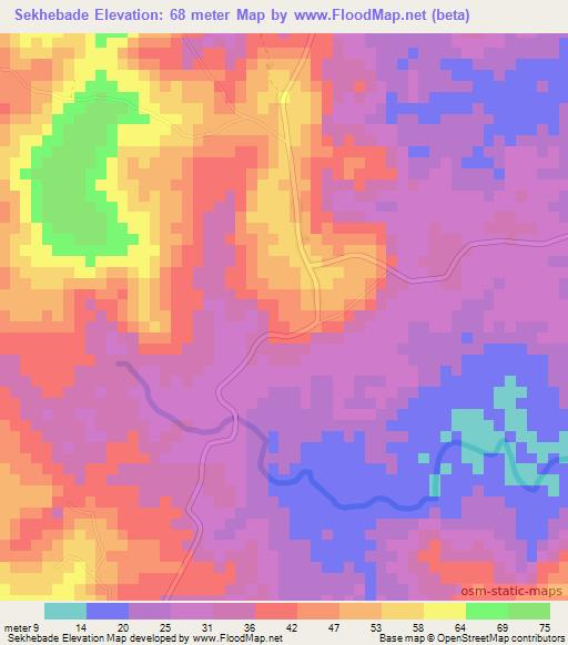Sekhebade,Guinea Elevation Map