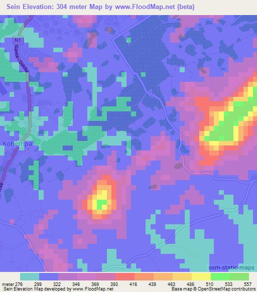 Sein,Guinea Elevation Map