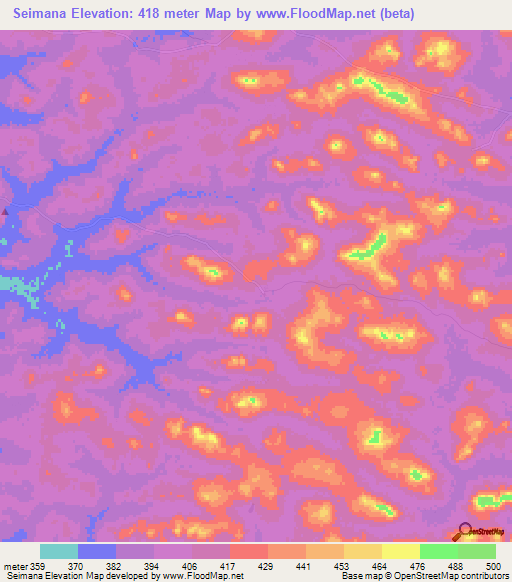 Seimana,Guinea Elevation Map