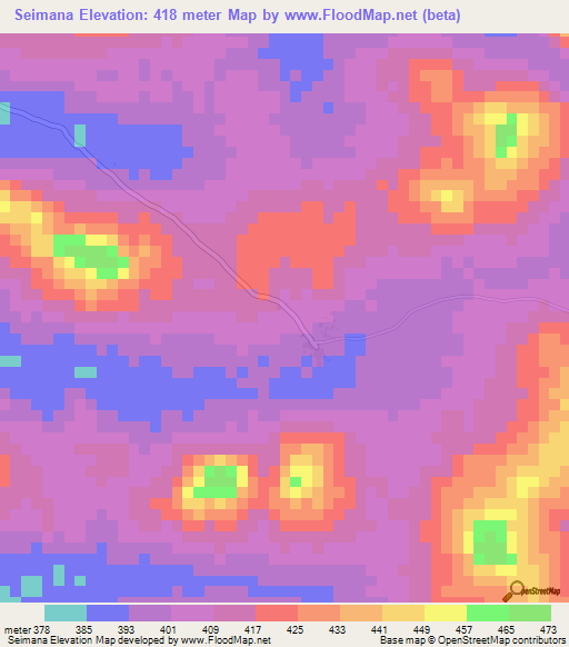 Seimana,Guinea Elevation Map