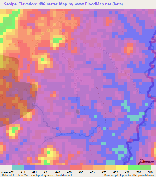 Sehipa,Guinea Elevation Map